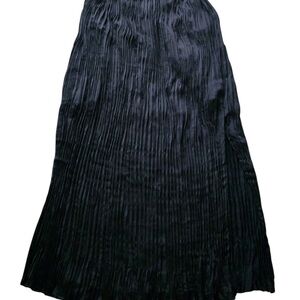 New Coldwater Creek Black Crushed Velvet Broomstick Maxi Skirt Elastic Sz 1X